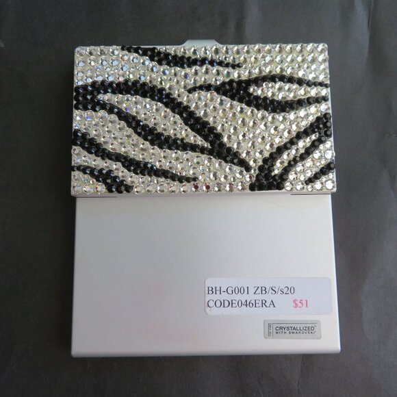 Swarovski Crystal Zebra Stripe Business Card Holder Case - Picture 6 of 10